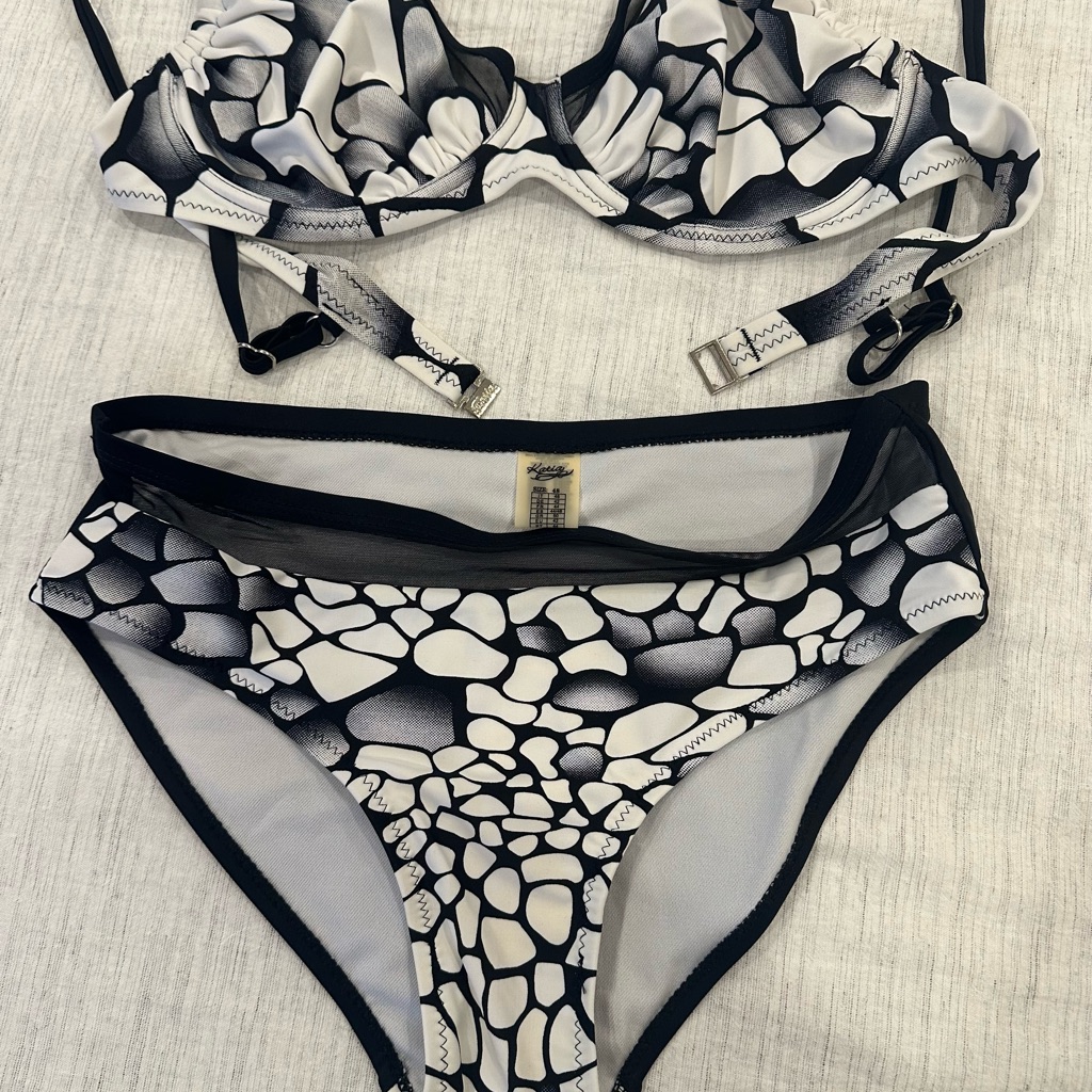 Modern Black And White Geometric Bikini